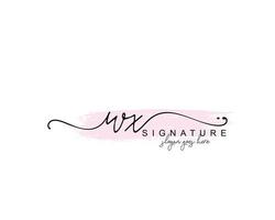 Initial WX beauty monogram and elegant logo design, handwriting logo of initial signature, wedding, fashion, floral and botanical with creative template. vector