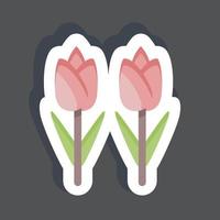 pegatina tulipanes. relacionado con el símbolo del medio ambiente. ilustración sencilla. conservación. tierra. limpio vector