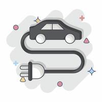 Icon Electric Car. related to Environment symbol. Comic Style. simple illustration. conservation. earth. clean vector