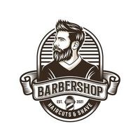 ilustración de vector de logotipo de barba, plantilla de logotipo de barbería, vector de hombres de corte de pelo