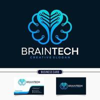 Brain Technology Logo Design Vector Template