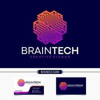 Brain Technology Logo Design Vector Template