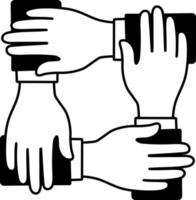 colaboración cooperación asociación equipo trabajo en equipo negocio financiero mano semisólido en blanco y negro vector