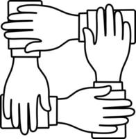 Collaboration cooperation partnership team teamwork business financial hand Line with White Colored vector