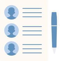 Contact lists note client mail message organization business Flat vector
