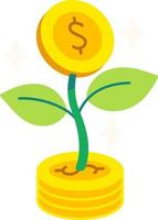 Flower coin Money profit investment income financial business Flat vector