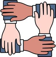 Collaboration cooperation partnership team teamwork business financial hand Colored Outline vector