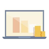 Laptop trade graph icon cartoon vector. Money education vector