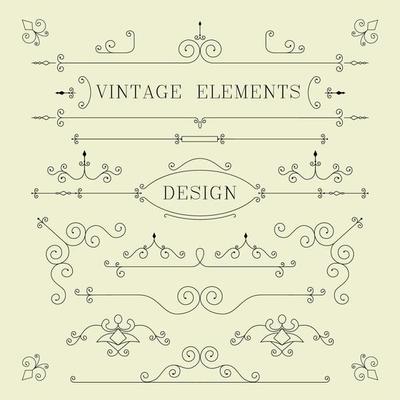 Vintage design, borders, retro elements, Frame, Vector