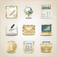 iconos de negocios de oro ilustración vectorial vector