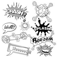 Comic speech bubbles sound effects, cloud explosion vector