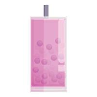 Pink bubble tea icon cartoon vector. Drink milk vector