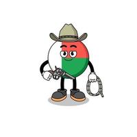 mascota del personaje de la bandera de madagascar como un vaquero vector