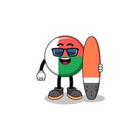 Mascot cartoon of madagascar flag as a surfer vector