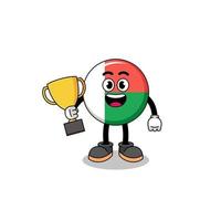 Cartoon mascot of madagascar flag holding a trophy vector