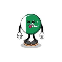 la ilustración de la mascota de la bandera de pakistán está muerta vector
