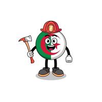 Cartoon mascot of algeria flag firefighter vector