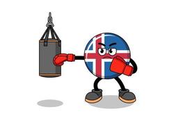 ilustración, de, bandera de islandia, boxeador vector