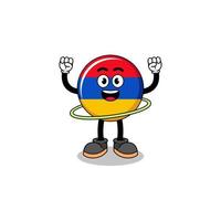 ilustración de personaje de la bandera de armenia jugando hula hoop vector