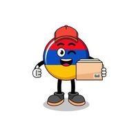 caricatura de la mascota de la bandera de armenia como mensajero vector