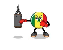 ilustración, de, bandera de senegal, boxeador vector