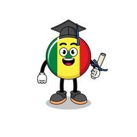 mascota de la bandera de senegal con pose de graduación vector