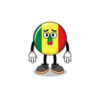 ilustración de dibujos animados de bandera de senegal con cara triste vector