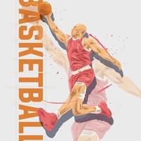 personaje de ilustración de jugador de baloncesto en estilo abstracto vector