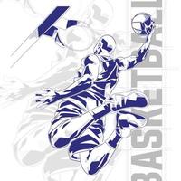 Basketball player in action comic-style illustration vector