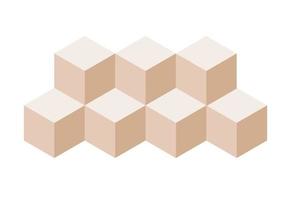 Block symbol. Beige 3d Cube set. Blockchain technology. Vector flat icon