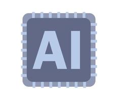 AI Processor. Artificial intelligence concept. AI chip, machine learning, analysis information. Vector flat icon.