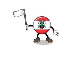 Cartoon Illustration of lebanon flag holding a white flag vector