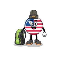 Illustration of liberia flag mascot as a hiker vector