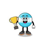 Cartoon mascot of honduras flag holding a trophy vector