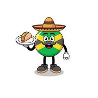 caricatura de personaje de la bandera de jamaica como chef mexicano vector