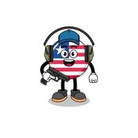 Character mascot of liberia flag doing shooting range vector