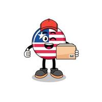 caricatura de la mascota de la bandera de liberia como mensajero vector