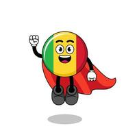 mali flag cartoon with flying superhero vector