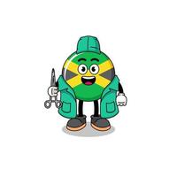 ilustración de la mascota de la bandera de jamaica como cirujano vector