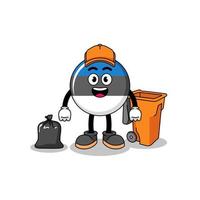 Illustration of estonia flag cartoon as a garbage collector vector