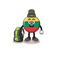 Illustration of lithuania flag mascot as a hiker vector