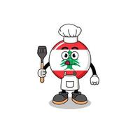 Mascot Illustration of lebanon flag chef vector