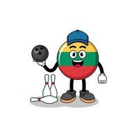 Mascot of lithuania flag as a bowling player vector