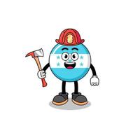 Cartoon mascot of honduras flag firefighter vector