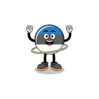 ilustración de personaje de bandera de estonia jugando hula hoop vector