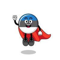 estonia flag cartoon with flying superhero vector