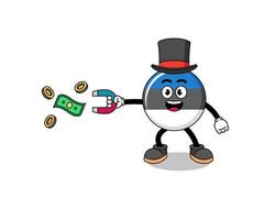 ilustración de personaje de la bandera de estonia atrapando dinero con un imán vector