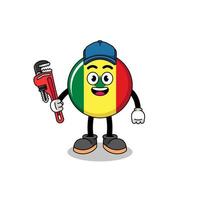 senegal flag illustration cartoon as a plumber vector