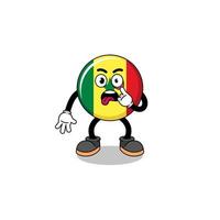 ilustración de personaje de la bandera de senegal con la lengua fuera vector