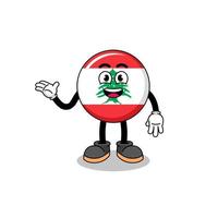 lebanon flag cartoon with welcome pose vector